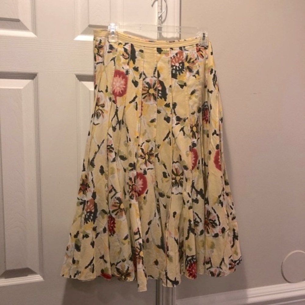 Nue Options gored pleated midi skirt floral 12